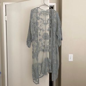 Pink blush mesh lace cover up